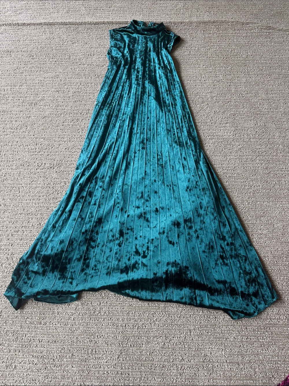 Tahahri Velvet Pleated Maxi Skirt 3GI Teal- Women